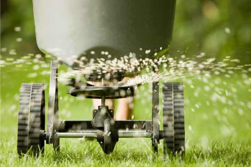 Fertilizer pellets spreading from fertilizer